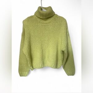 Cozy Neon Green Knit Turtleneck Sweater